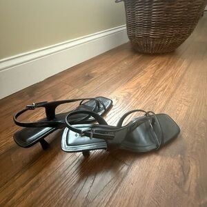 Stradivarius Black Women's Kitten Heel Sandals